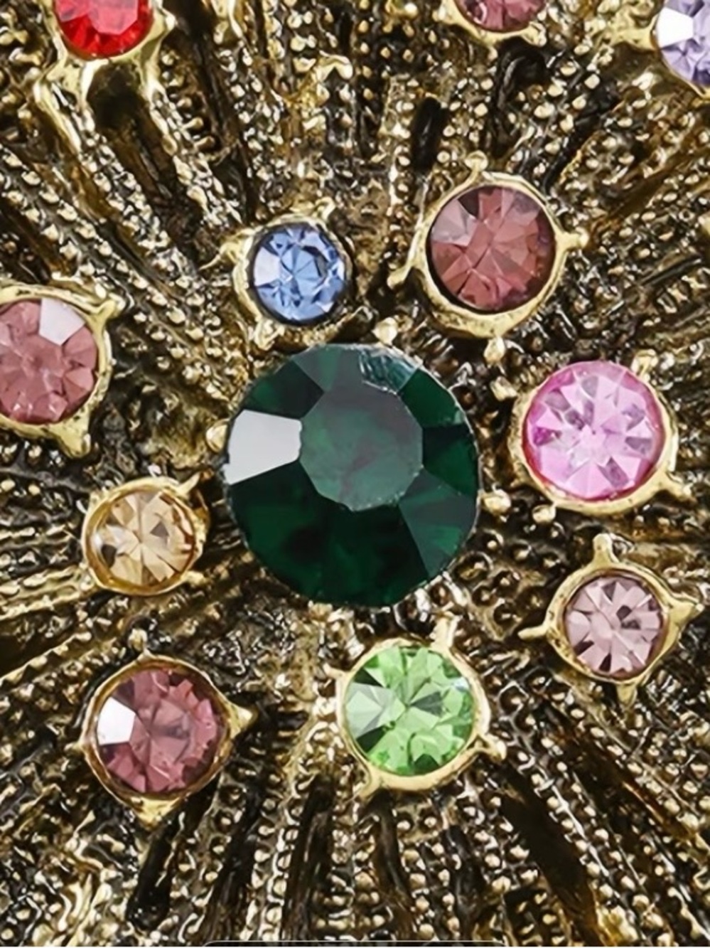 Gold-Tone Multi-Colored Crystal Burst Brooch - Vintage Style - Picture 4 of 8